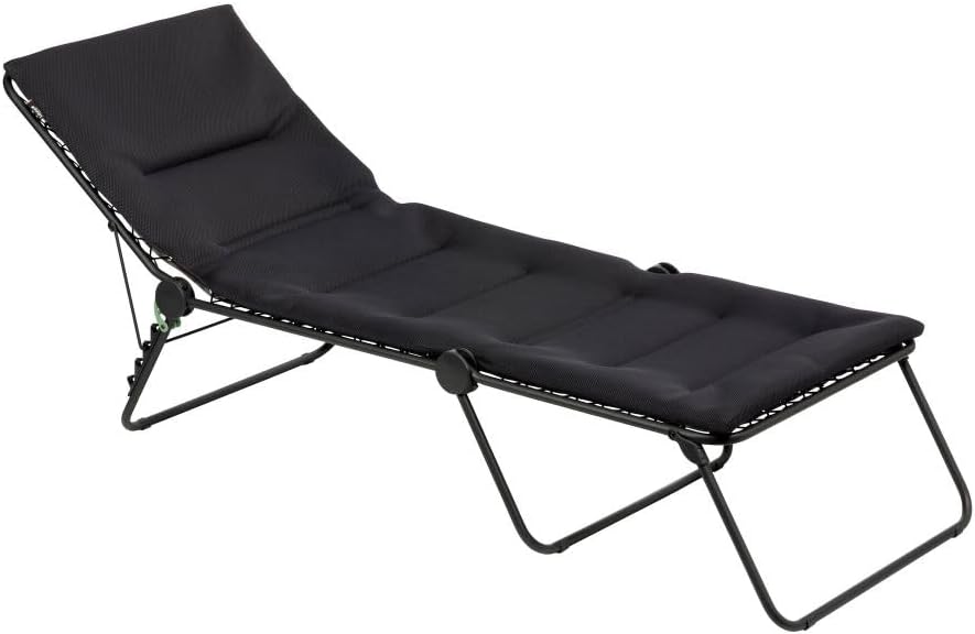 Lafuma Siesta Air Comfort Padded Pool Chaise Lounge, Acier Black