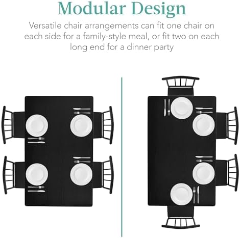 Best Choice Products 5-Piece Metal and Wood Indoor Modern Rectangular Dining ...
