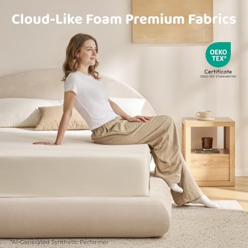 RECCI AirFrame Half-Moon Upholstered King Platform Bed Frame