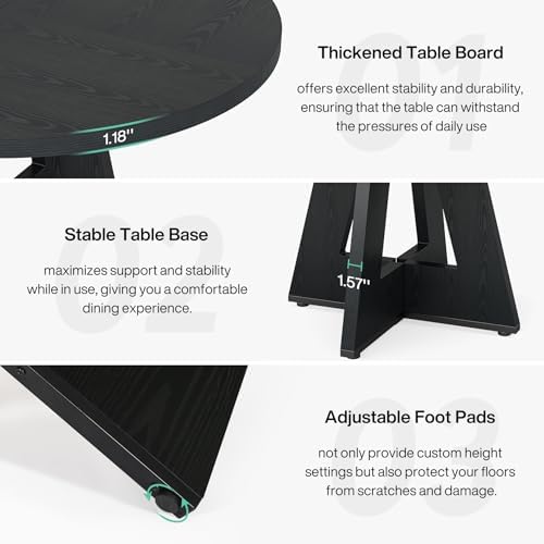 Tribesigns 47 inch Round Dining Table Wood Kitchen Table for Dining Room, 47&...