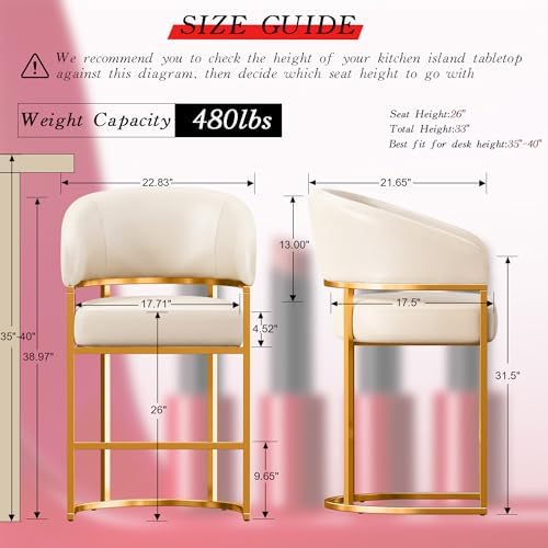 Modern Counter Height Bar Stools,Bar Stools Set of 3,PU Leather Upholstered B...