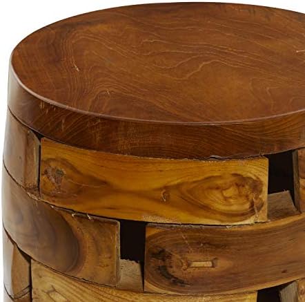 Deco 79 Teak Wood Handmade Side End Accent Table Live Edge End Table with Bri...
