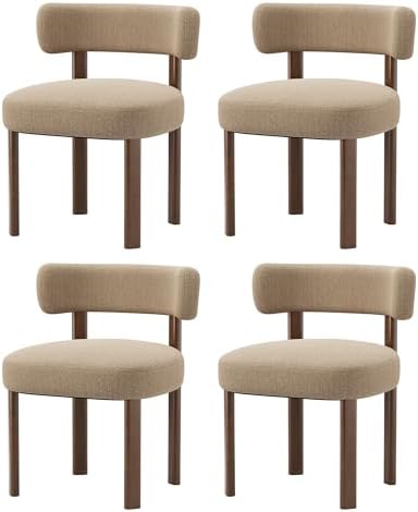 Wooden Dining Chairs Set of 4, Upholstered Kitchen Chairs with Solid Wood Leg...