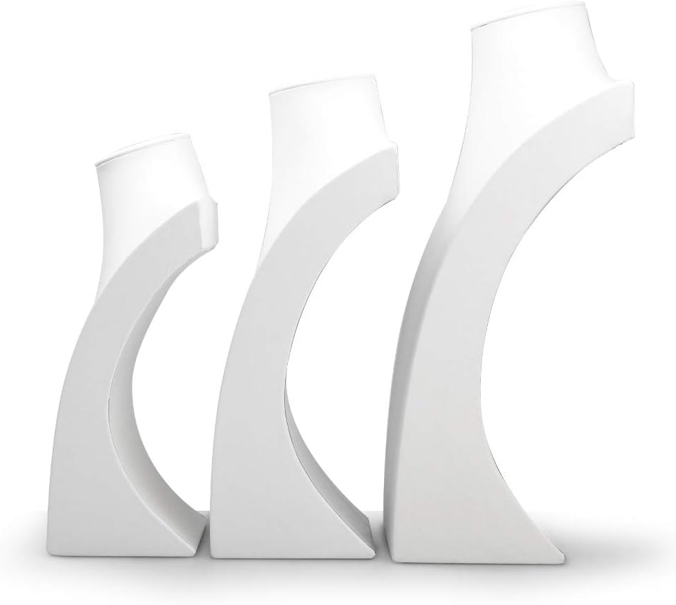 Oirlv White Leather Jewelry Bust Necklace Display Stand Trade Show Jewelry Holder (H:13.38")