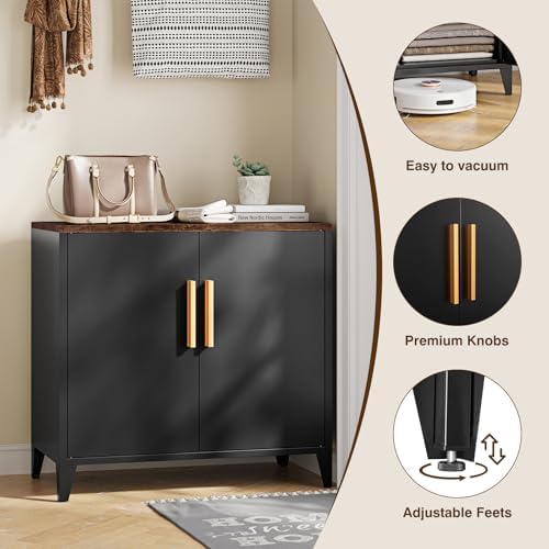 Letaya Metal Storage Cabinet with Doors, Small Kitchen Office Credenza