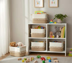 TeoKJ 2 Pack Woven Storage Bin, Cotton Rope Basket for Storage, Clothes Boho Basket Bin for Organizing, Fabric Basket for Books, Plants, Pet Treats, White & Jute