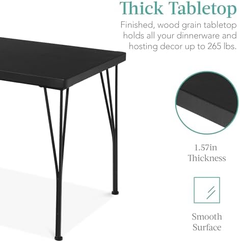 Best Choice Products 5-Piece Metal and Wood Indoor Modern Rectangular Dining ...