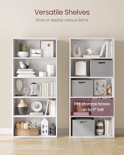 VASAGLE 5-Tier Bookshelf, Storage Organizer, 23.6 x 9.4 x 52.8 Inches