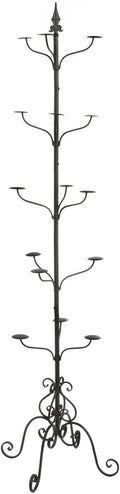 Displays2go Wrought Iron Hat and Coat Rack, Rotates, Total of 31 Hooks, Multi-Tiered, Black, 73" H x 20" W x 20" D