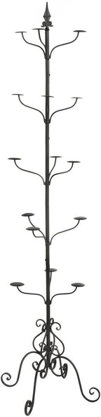 Displays2go Wrought Iron Hat and Coat Rack, Rotates, Total of 31 Hooks, Multi-Tiered, Black, 73" H x 20" W x 20" D