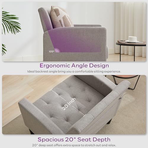 Tufted Accent Chairs Set of 2, Upholstered Armchairs for Living Room