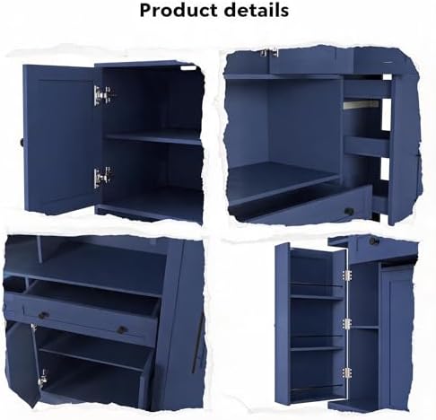 Buffet Cabinet with Hutch and Pull-Out Side Organizer, 70 in | P2 MDF, 6 door...