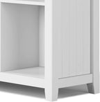 SIMPLIHOME Acadian Console Table - 57 Inch Wide Solid Wood 8-Cube Storage Sofa Table in White, Transitional Storage Unit for Living Room or Bedroom with Grooved Side Panels and Tapered Legs