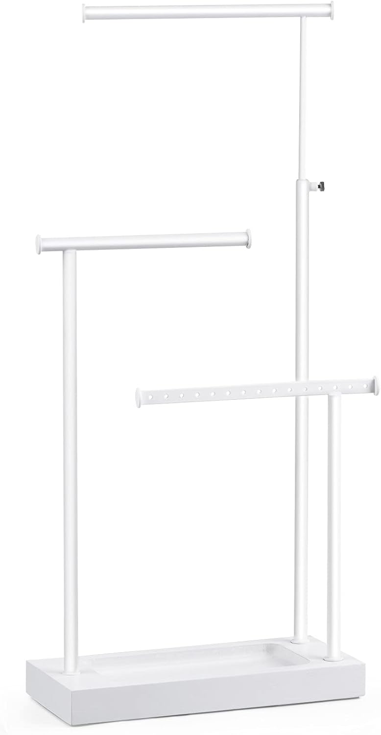 SRIWATANA Jewelry Organizer Stand, Extra Tall Jewelry Display Necklace Holder, Gift Idea (White)