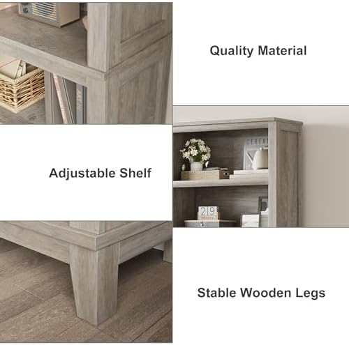71" Farmhouse Bookcase, 5-Tier Tall Bookshelf with Adjustable Shelves