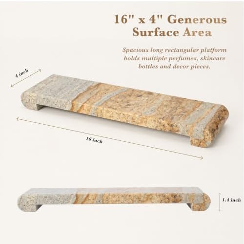16"x4" Natural Marble Tray Pedestal Stand, Bathroom Counter Vanity ...