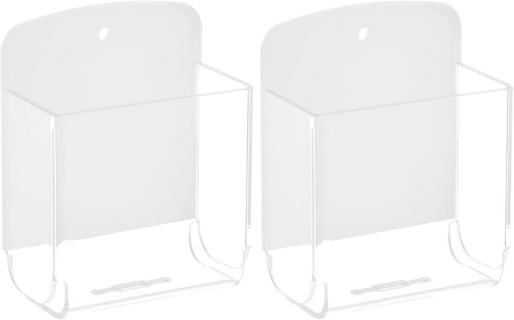 Cosmos Pack of 2 Acrylic Remote Control Holder Adhesive Wall Mount Phone Holder Wall Mount Organizer Media Storage Box Phone Charging Storage Box for Home Office Living Room Bedroom (Transparent)