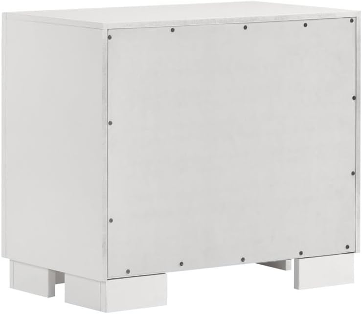 2 Drawers MDF Nightstand in Cream White Finish ﻿,for Small Spaces