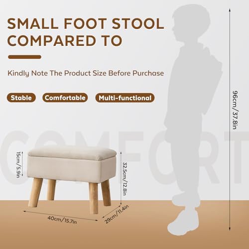 Storage Ottoman, Small Foot Stool Ottoman with Storage, Linen Foot Rest with ...