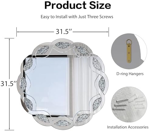 SSLine 2-Piece Set Mirrored Console Table with Wall Mirror, 55" Modern M...