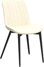 4 PCS Faux Leather Dining Chairs, Mid Century Modern Leisure Upholstered Chair with Metal Legs for Kitchen Living Room Beige