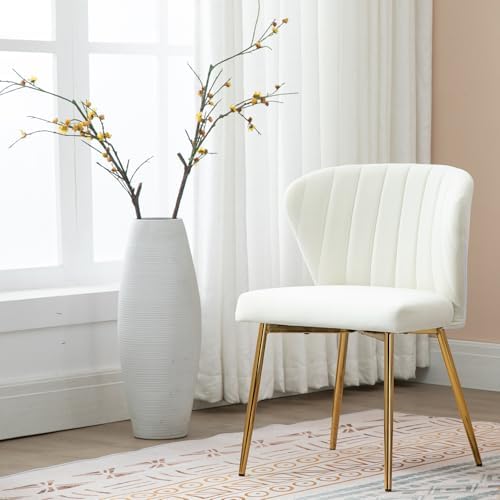Velvet Dining Chairs Set of 2, Modern Upholstered Vanity Chairs with Golden M...