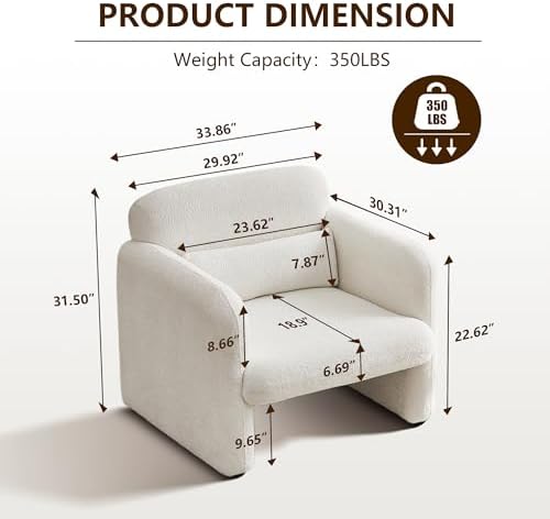 33.86" Accent Chairs, Modern Velvet Fabric Arm Chair Comfy Upholstered A...
