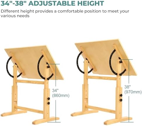VISWIN Wood Drafting Table for Adults, 24'' x 35" Drawing Table ...