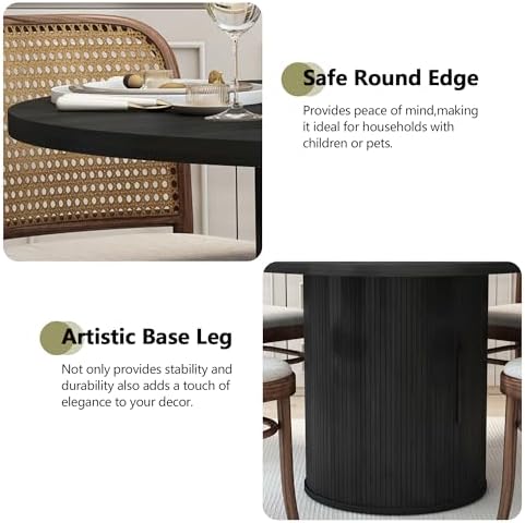weselon 47 inch Round Dining Table for 4, Kitchen Table Dinner Table with 2-L...