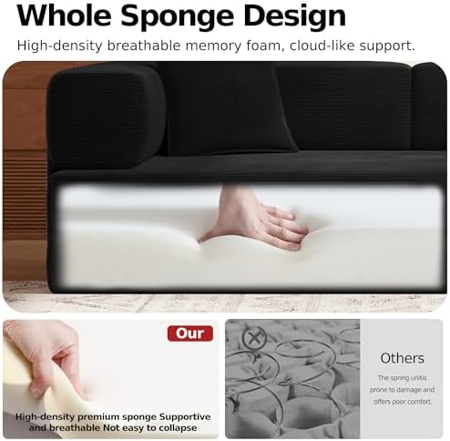 MoonSpeak 78.8'' Futon Sofa Bed, Couches for Living Room | Corduroy C...