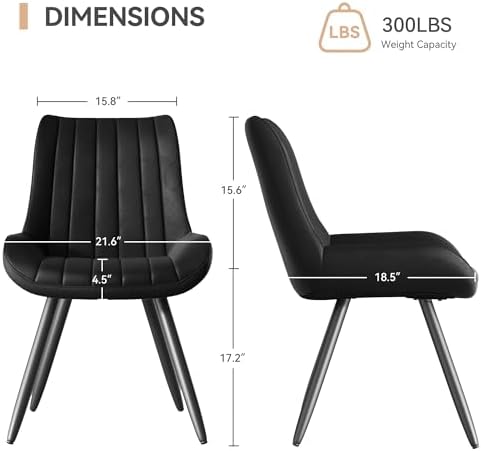 Dining Chairs Set of 6, Faux Leather Mid Century Modern Kitchen Chairs with S...