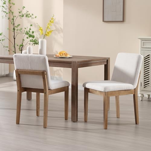 Farmhouse Kitchen Dining Room Chairs Set of 4 with Rectangle Backrest Mid Cen...