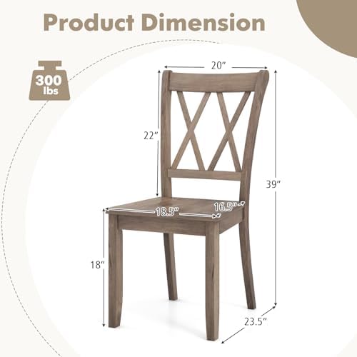 GOFLAME Wooden Dining Chairs Set of 4, Mid-Century Farmhouse Kitchen Side Cha...