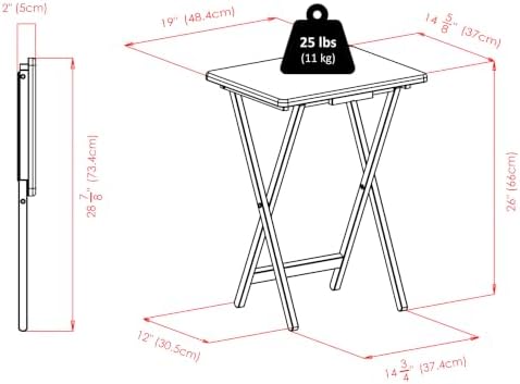 Winsome Alex Set of 4 Foldable Snack Tables with Storage Rack, Black, 26"