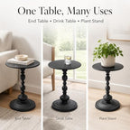 Vintage Matte Black Round Metal Side Table Set of 2 for Living Room, Office | End Tables, Nightstand, Drink and Coffee Accent Tables, Decorative Sofa Bedside Tables for Small Space, Bedroom, Apartment