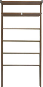 Space Saving 100% Solid Wood 6-Tier Blanket Ladder with Two Storage Shelves - Walnut