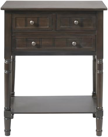 Knocbel Slim Antique Entry Console Table with 3 Drawers & Bottom Open She...