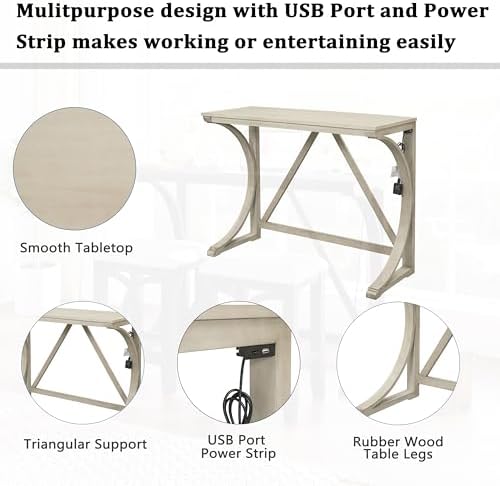 RuiSiSi 3 Piece Counter Height Dining Set, Farmhouse Kitchen Table Set with U...