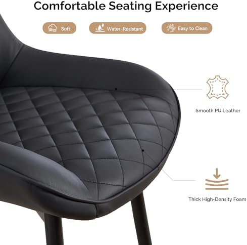 Dining Chair Set of 4, Modern Dining Chairs with Thick Cushions, Faux Leather...