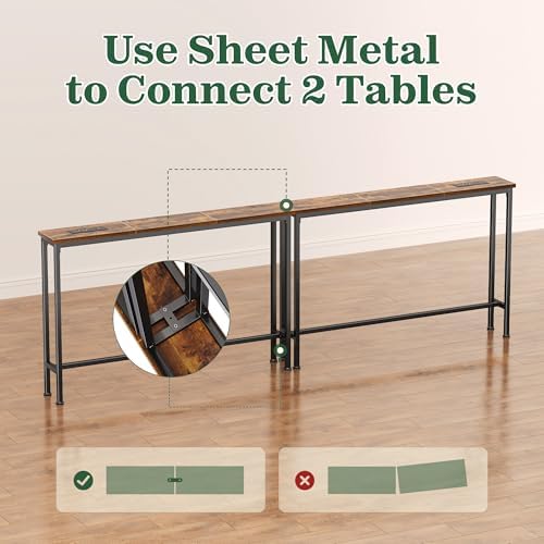 SUPERJARE 39.4 inch Narrow Behind Couch Table with Charging Stations | Power ...