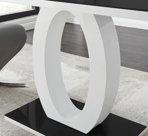 Furniturebox Giovani Black & White High Gloss Glass Dining Table Set with...
