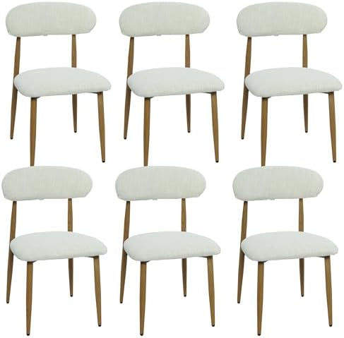 FREKEN Modern Upholstered Dining Chairs Set of 6, Mid-Century Metal Frame wit...