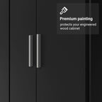Madesa Kitchen Set 2 Pantry Storage Cabinet with 10 Utility Shelves 47" L Wooden Organization Unit for Kitchen (Black)