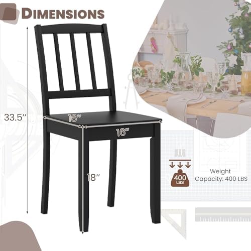 NAFORT Wood Dining Chairs Set of 6, Black Kitchen Chairs with Solid Rubber Wo...
