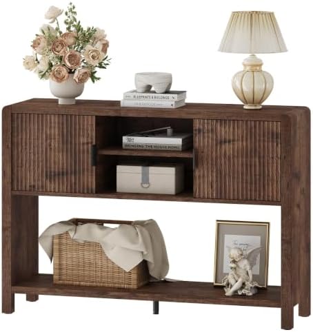 FATORRI Industrial Console Entryway Table with Storage, 43.31 inch Farmhouse ...