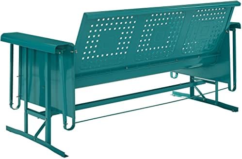 Crosley Furniture Bates Retro Metal Outdoor Sofa Glider, 3-Person Rocking Pat...