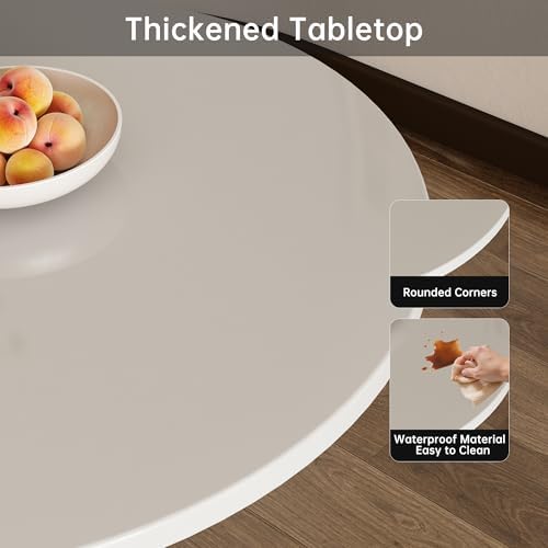 Round Dining Table 30" Circle Tulip Table for 4 People,White | Mid Centu...