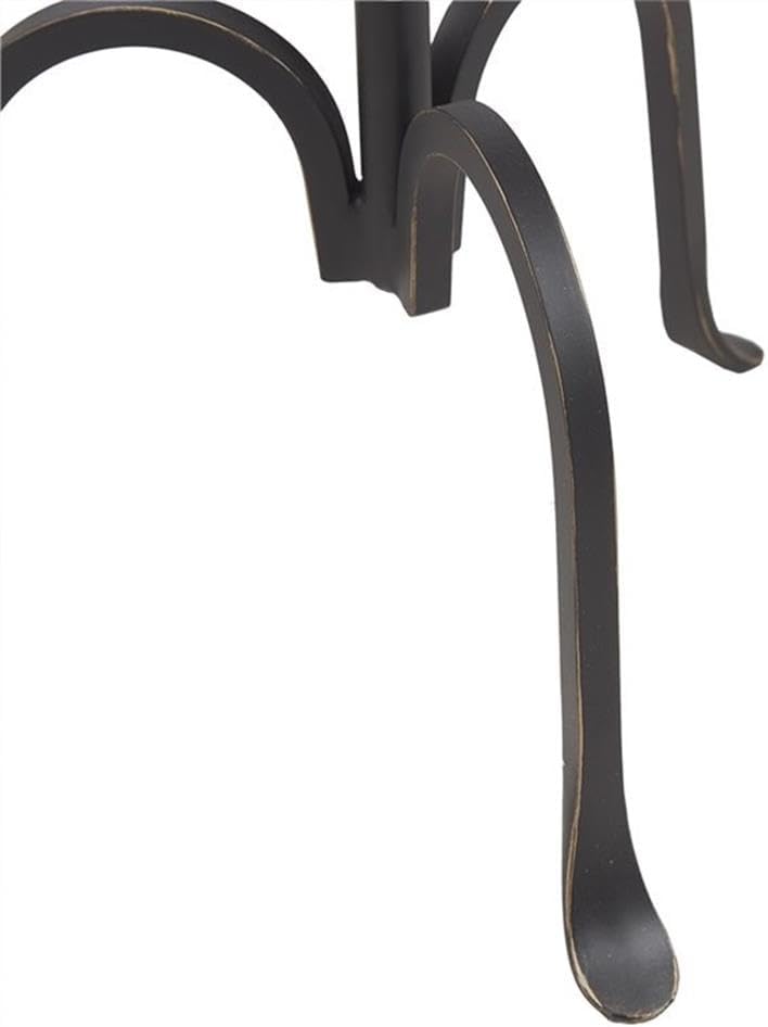 Pemberly Row Round Metal and Marble Accent Table, 11.75" Wide, Black Fin...