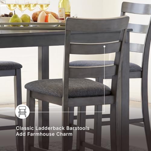 Signature Design by Ashley 6-Piece Dining Table Set with Bench, Gray