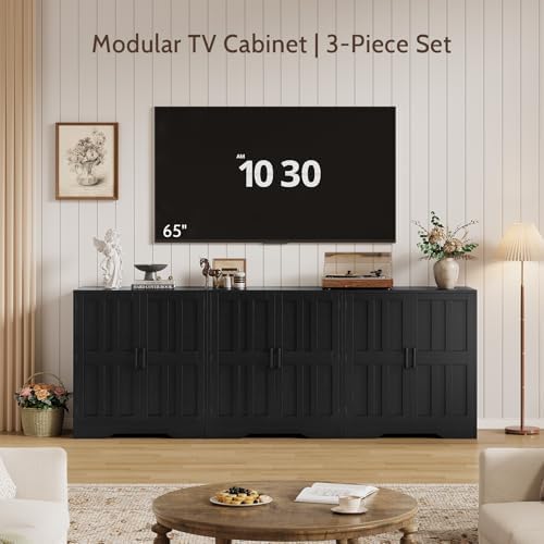 Sideboard Buffet Cabinet, Modern Farmhouse Kitchen Storage Cabinet, 94.5&quot...